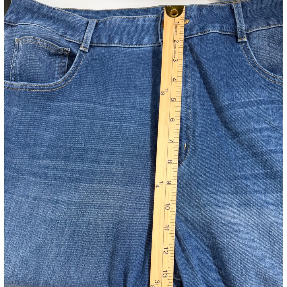 Halara Flex Denim Wide Leg Crop Jeans Womens XL Blue High Rise Stretch Pants - Picture 5 of 13